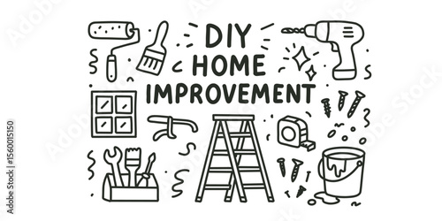 elements for diy home upgrade vector illustration