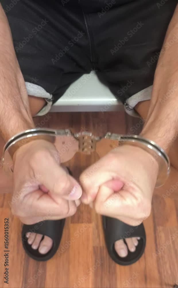 Detenido con grilletes desesperado 