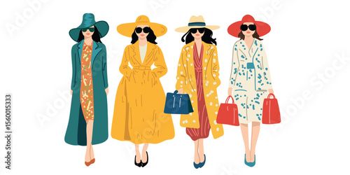 collection of stylish elegant women vector illustration