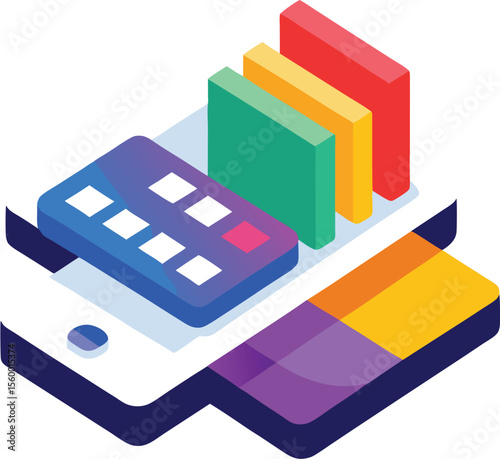 Mobile payment app interface design illustration with credit cards and smartphone