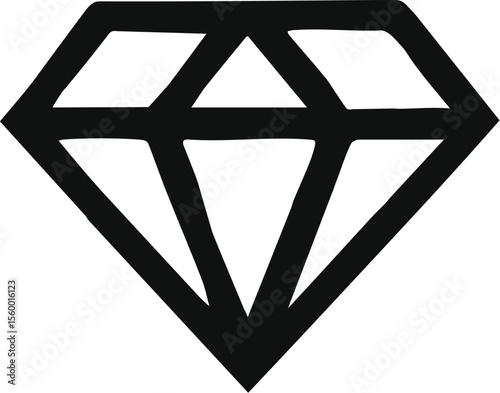 Outlined Diamond Vector – Minimal Black Geometric Gem Icon for Luxury Branding, Jewelry, and Wealth Concepts (Length: 124 characters – classy اور SEO-friendly)