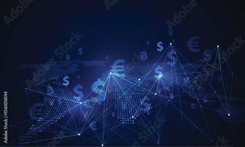 Money transfer. Global Currency. Stock Exchange. Stock vector illustration.