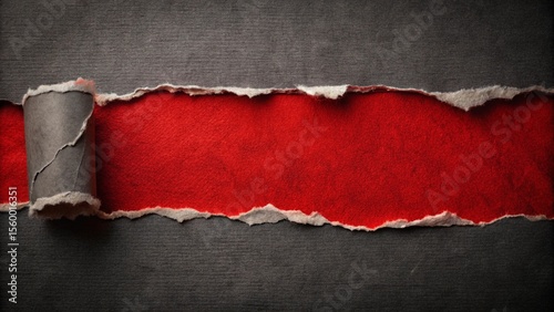 torn paper with red ribbon