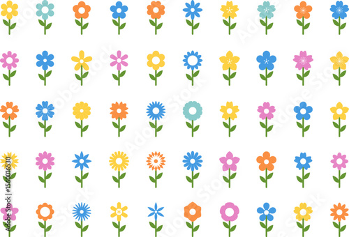 flower icon set vector illustrations