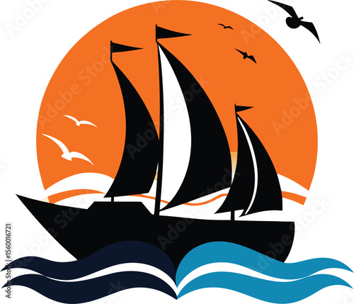 This collection of black and white images depicts maritime-related elements, including ships, anchors, compasses, and a ship's wheel, some with "Maritime Day"