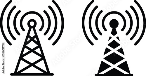 Radio Tower Icon – Signal Transmission Symbol for Communication, Network, and Broadcast