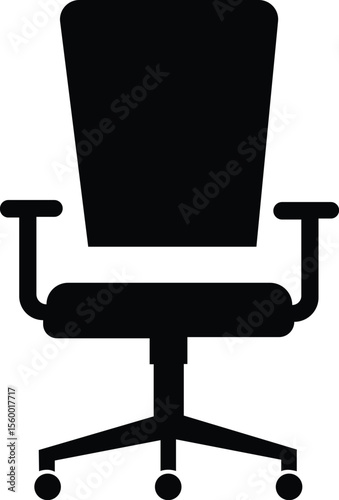 Stylish office chair icon featuring ergonomic designs in black and outline stroke aesthetics perfect for representing comfortable seating for working at a desk.