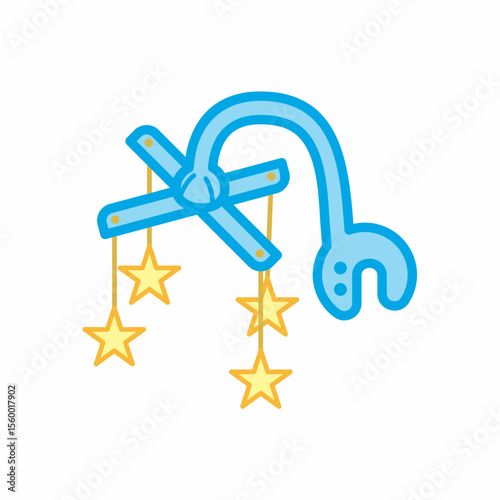 Charming Blue Baby Mobile with Dangling Yellow Stars A Whimsical Nursery Decoration for Sweet Dreams and Peaceful Slumber, Perfect for Baby Showers and New Beginnings isolated on transparent backgroun