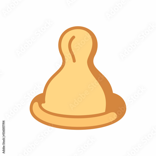 Simple Baby Bottle Nipple Illustration in Soft Yellow and Brown Tones, Perfect for Infant Care and Feeding Designs, on White isolated on transparent background