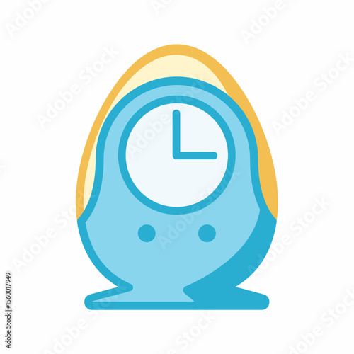 Light Blue Cartoon Clock with Yellow Accents, Depicting Time Management and Punctuality in a Playful, Minimalist Style isolated on transparent background
