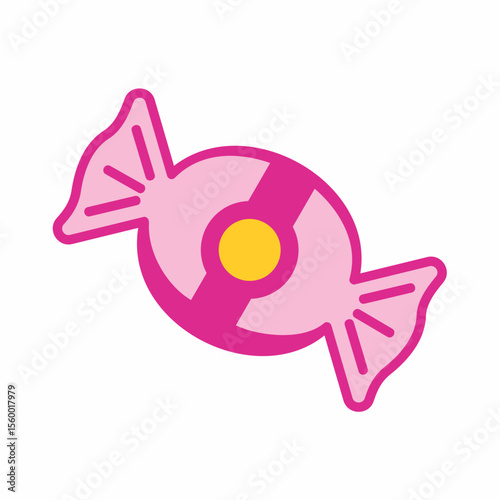 Pink Wrapped Candy with Yellow Center, a Sweet Treat Icon for Celebrations, Parties isolated on transparent background