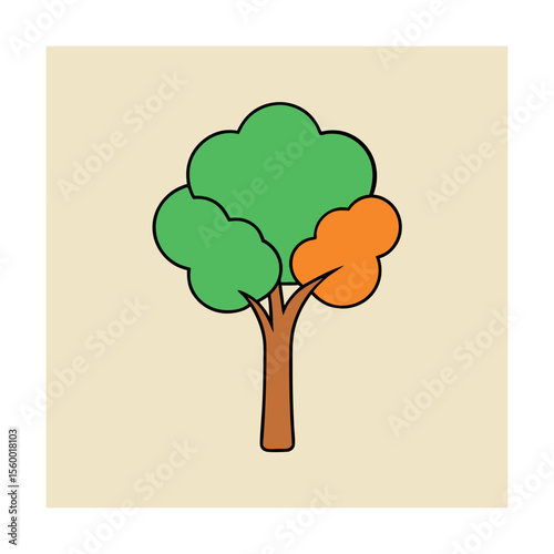 colorful deciduous tree flat design vector