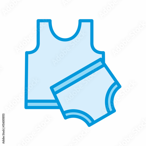 Light Blue Underwear Set Icon with Tank Top and Briefs, Simple Clothing Vector Illustration for Fashion, Apparel isolated on transparent background