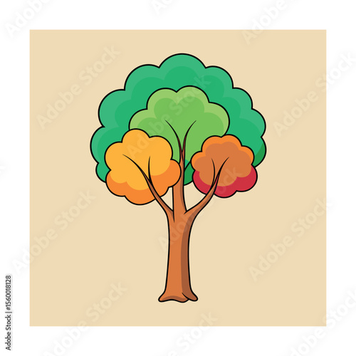 autumn deciduous tree with leaves vector art