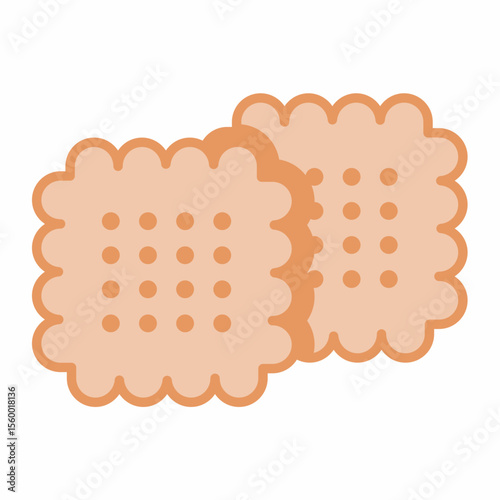 Two Square Cookies with Scalloped Edges and Dot Pattern, a Simple Vector Illustration for Baking, Snacks isolated on transparent background