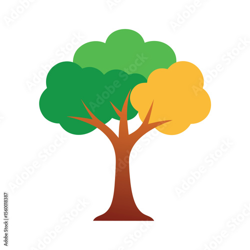 realistic deciduous tree with green foliage vector