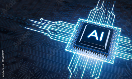 AI Chipset: A close-up shot of a state-of-the-art AI chipset, showcasing the intricate details of its circuitry.