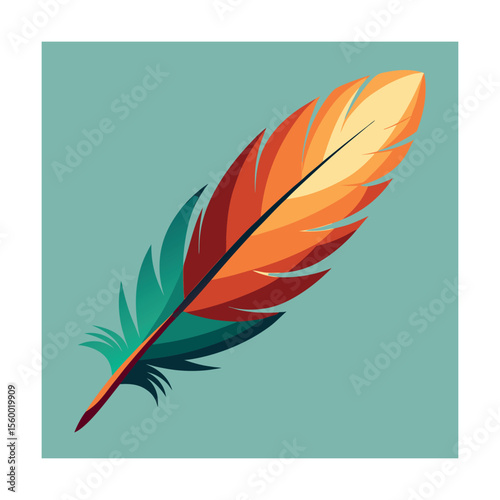 simple feather line art vector drawing