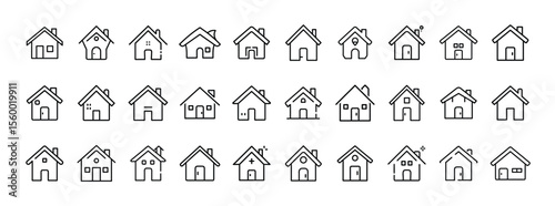 Home Icon Set. Containing house, real estate, property, building, shelter, architecture, residence, and accommodation icons. Solid icon collection.