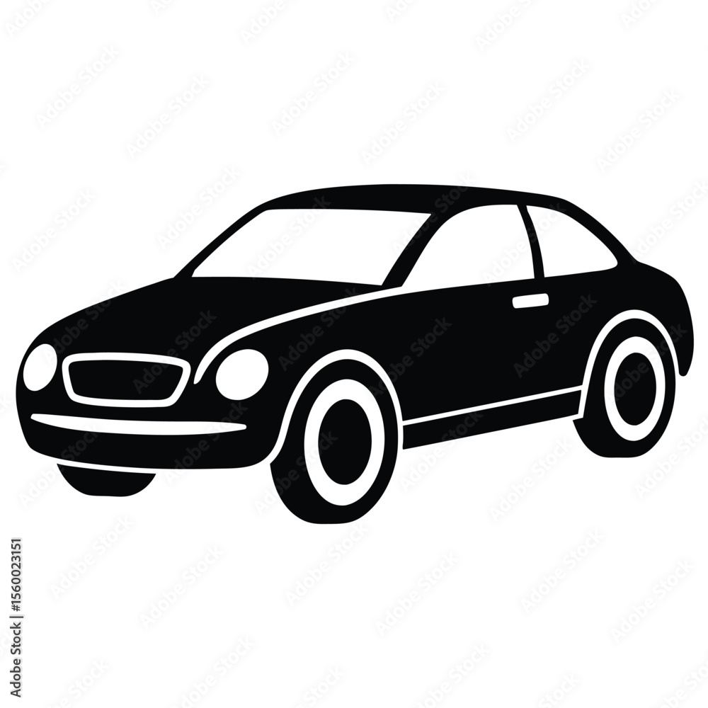 Naklejka premium Simple Black Silhouette Coupe Car Icon: Minimalist Transportation Graphic