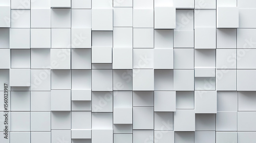 A white background with a geometric pattern of slightly raised and offset square cubes on a surface