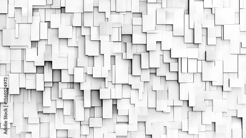 Fototapeta premium A white background with many different sized squares arranged in a chaotic pattern all over the image