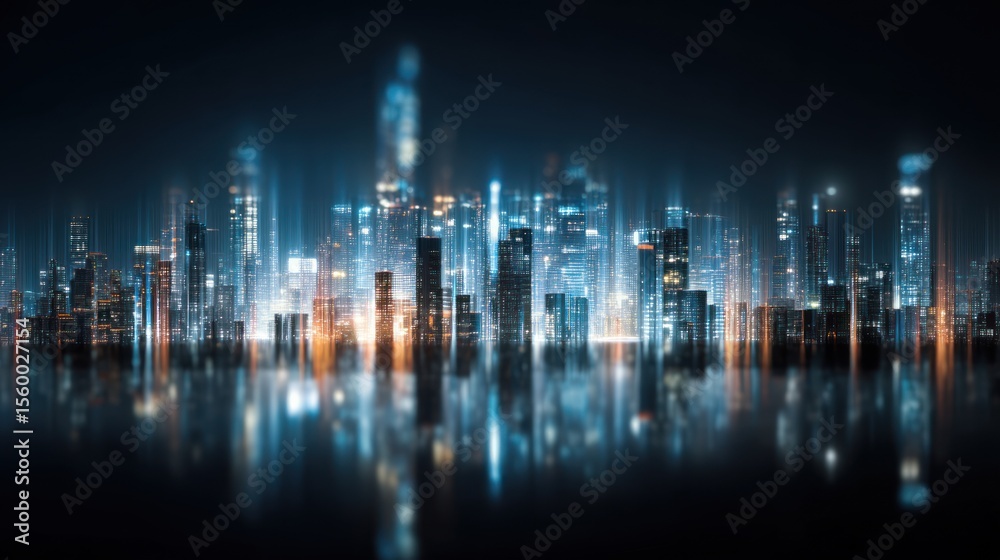 Obraz premium Futuristic night cityscape