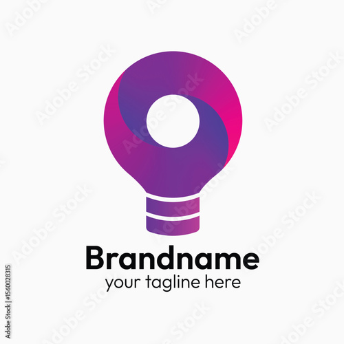 Modern Gradient Light Bulb Primary Logo Design: Innovative Idea & Creativity Symbol with Purple and Pink Swirls