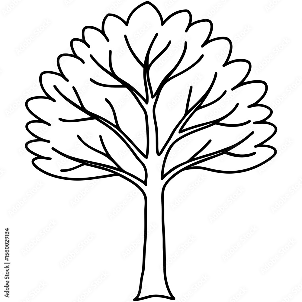 Obraz premium Crayon Tree Crayon Doodle Icon for Kids Summer, School, and Playful Vector