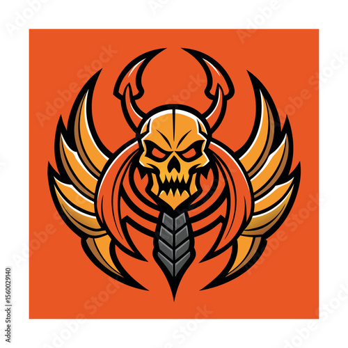 Dark Fantasy Scorpion Wings with Skull Vector