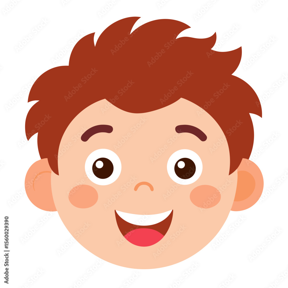 Obraz premium Happy Kid Face Crayon Doodle Icon for Kids Summer, School, and Playful Vector