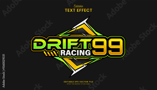 decorative automotive drift company editable text effect design