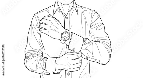 Man adjusting his watch illustration in minimalist style