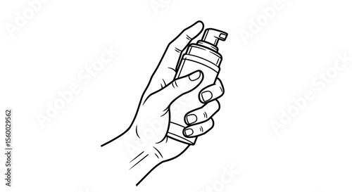 Man's hand holding shaving foam can illustration in minimalist style