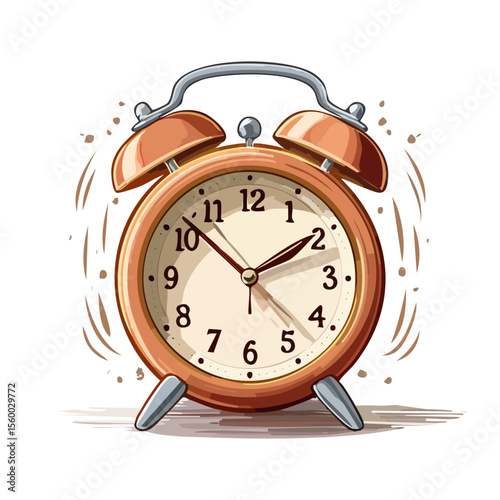 Illustration of an orange alarm clock with a cream face for reminders or time management on a black background