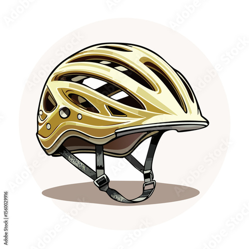 Illustration of Cycling Helmet for Safety and Protection Head Gear for Road Biking and Bicycle Sports in Cartoon Style Equipment for Cyclists