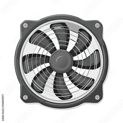 Computer fan illustration cooling device with blades gray vector graphic design