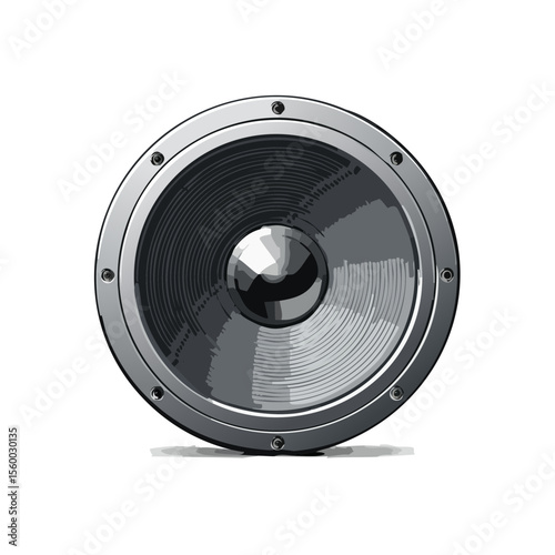Silver Audio Speaker with Detailed Illustration on Black Background for Sound and Music Production