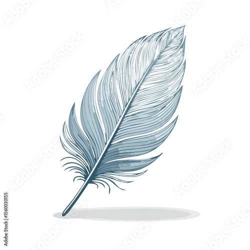 Elegant Quill Feather Illustration Isolated on Black Background for Writing and Art Projects