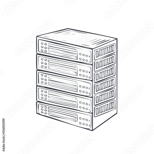 Illustrated Servers Stacked Data Storage Centers Network Technology Concept