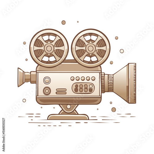 Vintage Film Camera, Movie Recording Equipment Illustration, Classic Media Device Icon, Film Production, Director's Tool