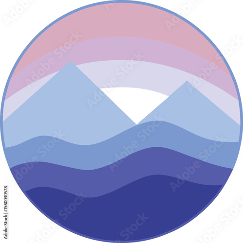 Pastel Mountain Circle Landscape