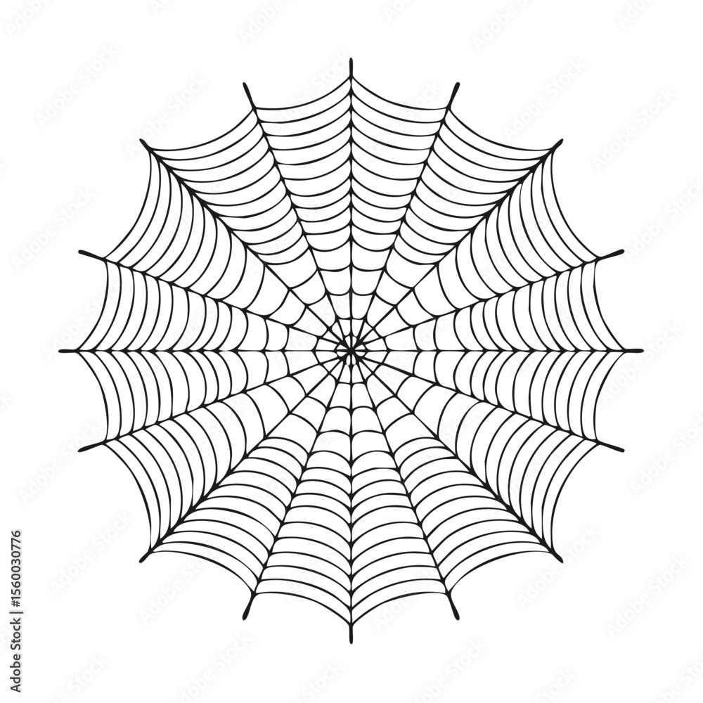 Obraz premium Spiderweb silhouette illustration against a black background, creepy cobweb graphic element for Halloween themes and backgrounds