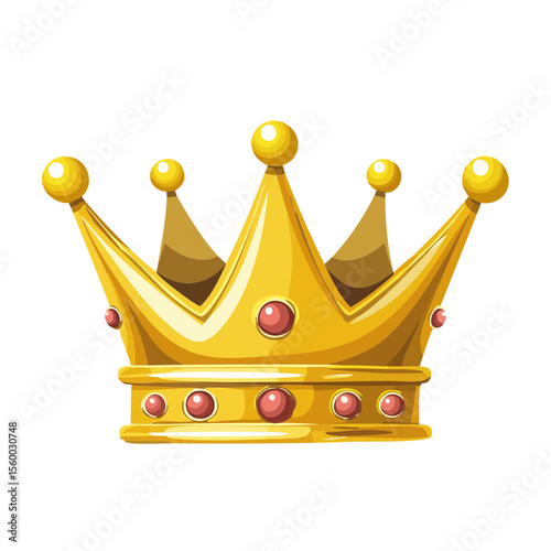 Golden Crown with Gems Cartoon Illustration Symbol of Royalty Power and Authority Isolated on Black Backdrop