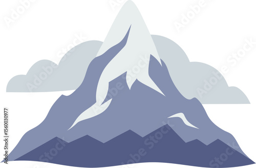 Grey and Blue Stylized Mountain