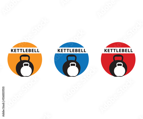 Set of kettlebell logo, Emblem kettlebell logo design,  Fitness Gym Logo