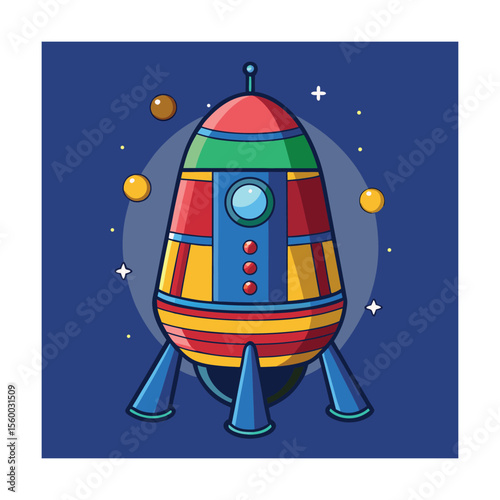 Bold Color Space Capsule Retro Vector Art