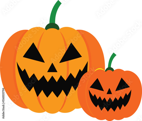 Halloween Pumpkin Faces Vector Illustration