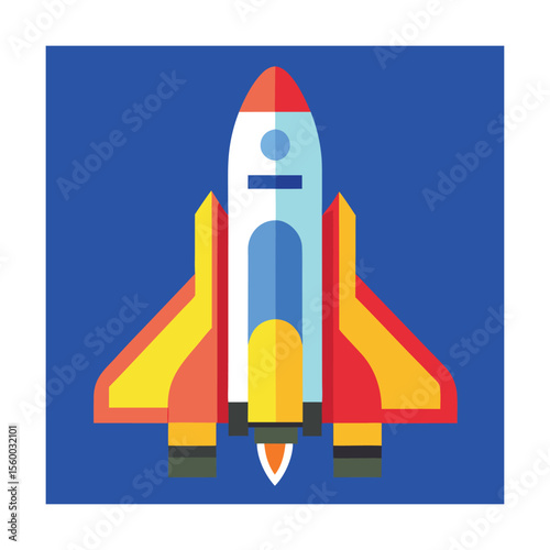 Stylized Space Shuttle Vector in Bright Tones
