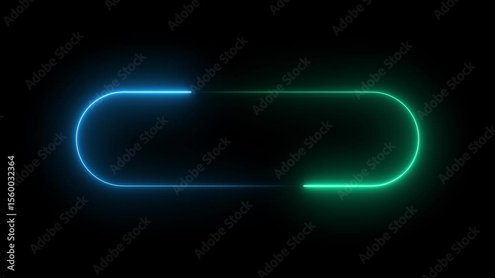 Neon retro style name placeholder neon sign board 4K. Empty title space intro reveal shiny glowing rectangular frame for nightclubs, motels, and hotels.